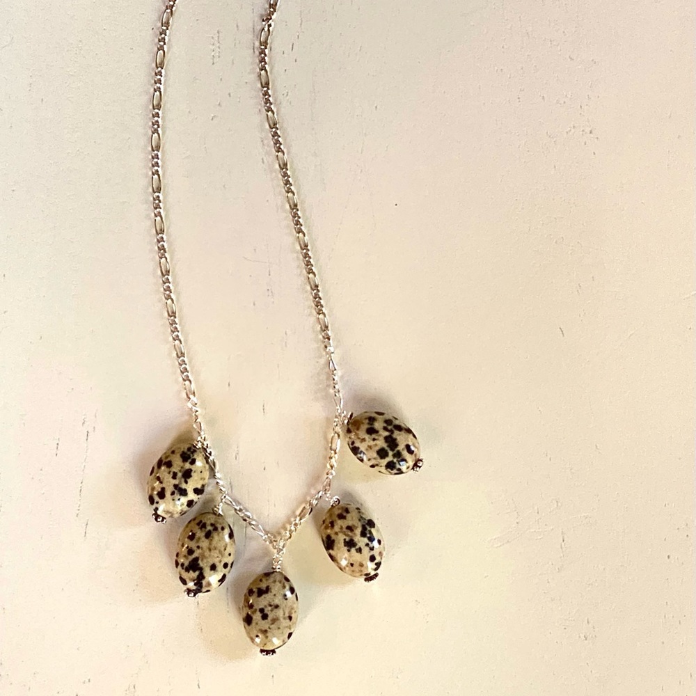 Handcrafted Dalmatian Jasper and Sterling Silver Dangle Necklace